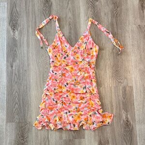 Lily Rose Pink and Orange Floral Ruffle Mini Dress